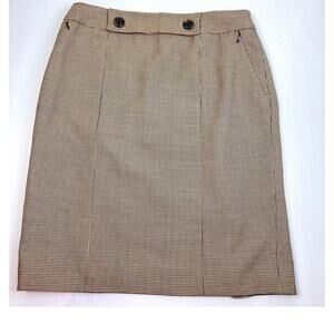 Carlisle Wool Blend Straight Skirt Women's 6 Brown Houndstooth Career Classic